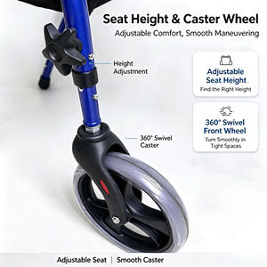 Robuster KD <span class=keywords><strong>Rollator</strong></span> mit Schaumstoffsitz, Abnehmbaren Beinen für Einfaches Packen, Bremssystem & Korb für Senioren Innen und Außen - Product Image 6