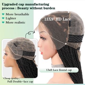 Parrucche Intrecciate per Donne, Senza Nodi, con Frontale in Pizzo HD Naturale, Capelli Neri con Baby Hair, Parrucca Box Braid 13x4 Pollici - Product Image 4