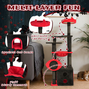 ओम गंध बड़ी लकड़ी के गोथिक बिल्ली का पेड़ लाल आंखों की सजावट इंटरैक्टिव मकड़ी खिलौना और बिल्लियों और कुत्तों के लिए बिस्तर-सुरक्षित चढ़ाई संरचना - Product Image 4