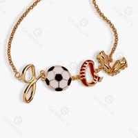 Bracelet Gemnel plaqué or 18 carats avec émail, motif but de football, breloques créatives sur le thème du sport, cadeau pour les fans de football