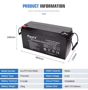 Neata 12.8V <span class=keywords><strong>150Ah</strong></span>バッテリーアップグレード鉛酸代替技術リチウム鉄リン酸バッテリー - Product Image 6