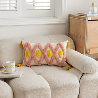 Housse de coussin tuftée personnalisable en coton 100% écologique, tricotée, motif géométrique carré moderne, broderie stéréo pour canapé et maison