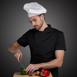 Uniforme de Chef de manga corta para hombre, camisa de trabajo de cocina de poliéster transpirable con camisetas de verano antiarrugas para hoteles - Product Image 5