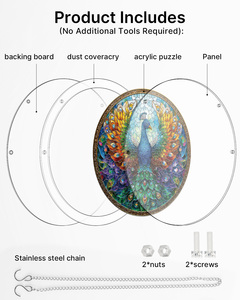 Atrapasueños de Acrílico con Diseño de Pluma de Pavo Real, Estilo Vitral, Refractor de Arcoíris, Adorno para Ventana, Decoración para Jardín y Patio - Product Image 4