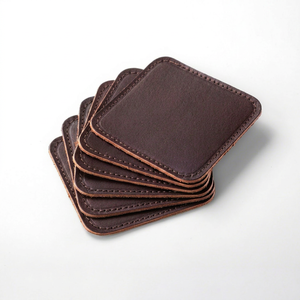 Elegantes Posavasos de Cuero Genuino al por Mayor, con Empaque Personalizado, Protector de Mesa Duradero y Ecológico, Juego LC-0042 - Product Image 1