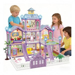 Kit de Casa en Miniatura para Armar, Modelo de Villa de Plástico PVC con Luces y Accesorios, Juguete Creativo para Niñas y Niños - Product Image 1