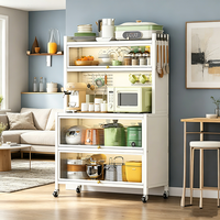 Étagère de cuisine multifonctionnelle à 5 niveaux pour micro-ondes, épices, casseroles, poêles, bar à café, armoire de rangement pour cuisine, montage rapide
