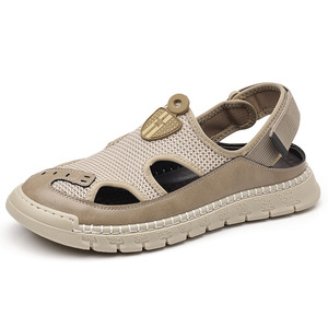 Men's Summer Mesh Sandals Closed Toe Breathable EVA Outsole Casual Slides With <b>Velcro</b> <b>Strap</b> For Driving Beach Wear - Product Image 5