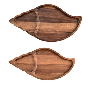 Acacia Wood <b>Serving</b> <b>Trays</b> Snail Shape Small And <b>Large</b> Food Photography Props For Dessert Display - Product Image 3