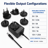 Adaptateur secteur interchangeable Frontpower 5V 2A avec alimentation centrale positive 2,1 x 5,5 mm et 2,5 x 5,5 mm pour capteur