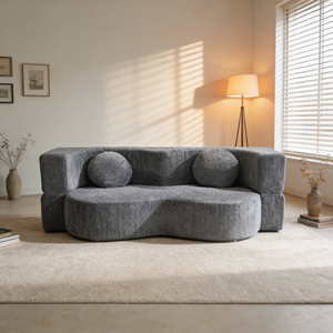 Sofá Modular Curvo en Forma de S de Terciopelo, Sellado al Vacío, con Cojín Redondo Decorativo, Relleno Rápido, para Oficina, Rincón o Espacios Pequeños - Product Image 1