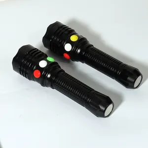 Brillante recargable 3 TriColor antorcha LED Flash luces rojo/<span class=keywords><strong>Verde</strong></span>/blanco <span class=keywords><strong>luz</strong></span> antorcha ferrocarril señal <span class=keywords><strong>luz</strong></span> <span class=keywords><strong>linterna</strong></span> para Camping - Product Image 2