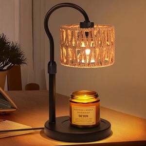 Lampe à bougie en rotin LANJO Boho avec variateur d'intensité et minuterie, diffuseur de parfum sans flamme pour cires parfumées - Product Image 1