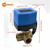Vanne à flotteur électrique motorisée Winvall pour système CVC, 24V 12V 3VDC, commande marche/arrêt, vanne à boisseau sphérique IP54 en laiton à 3 voies