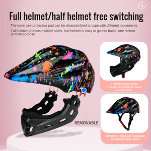 Yüksek kalite çıkarılabilir tam yüz kir kask bisiklet Scooter paten Skydive için USB şarj edilebilir ışık ile çocuklar için