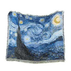 Cotton Blanket Van Gogh Starry Sky Night Woven Throw Towel Blanket