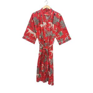 Luxury <b>Beach</b> Cover-Up <b>Kimono</b> Robe Cotton Floral Hand Block Print Breathable Long Sleeve Nightwear Wholesale Supplier - Product Image 4