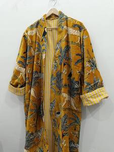 Kimono Elegante de Terciopelo de Algodón Hecho a Mano con Estampado Floral para Mujer, Transpirable, de Secado Rápido, con Cierre de Cordón, Largo Completo, para Novia - Product Image 3