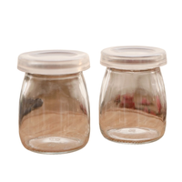 Gobelets en verre résistant à la chaleur en gros avec couvercles en bois naturel 100ml 150ml 200ml pour la pâtisserie et l'emballage de desserts
