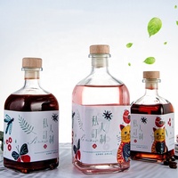 Clair Givré 750ml Bouteilles D'alcool En Verre Bouchon Vide Carré Whisky Vin Gin Vodka Bouteille Fruits Vin Vodka Tailles 100ml 500ml