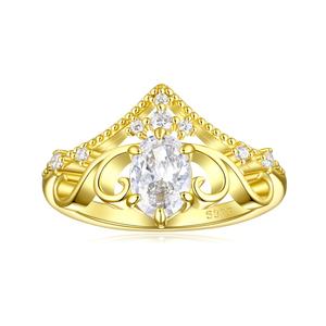 Sunstar Wholesale, bagues en argent sterling 925 plaqué or, bijoux fins, tendance, sertissage à griffes, zircon taille ovale, mariages, fiançailles - Product Image 4