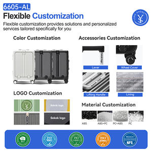 Valise à cadre en aluminium de luxe SOKOK avec roues roulantes silencieuses Bagages à poche ouverte à l'avant Valise à roulettes rigide - Product Image 5