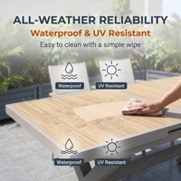 Ensemble de salle à manger d'extérieur en alliage d'aluminium WPC antirouille 9 pièces, table extensible moderne et minimaliste et 8 chaises pour terrasse et patio