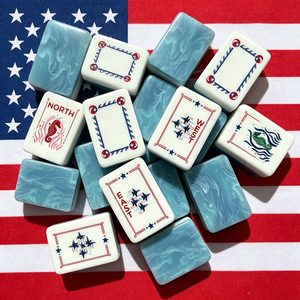 Juego de Fichas de Mahjong Americanas de Lujo Personalizadas con Diseño del Día de la Independencia, Tres Capas, Patrón de Mármol Azul, Estilo <span class=keywords><strong>Mac</strong></span> Miller - Product Image 2