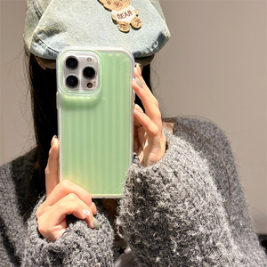 Coque de téléphone portable antichoc transparente en TPU/PVC à texture ondulée tendance pour iPhone 17 16 15 14 13 Pro Max, couleur unie - Product Image 3