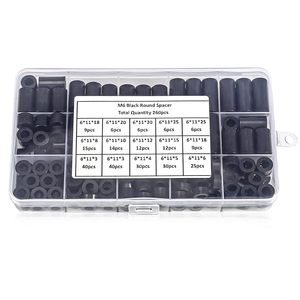 Sanya M6 Black Round <b>Spacer</b> 6x11x3 6x11x4 6x11x5 6x11x6 6x11x8 6x11x10 6x11x12 6x11x15 6x11x18 6x11x20 6x11x25 Plastic - Product Image 1