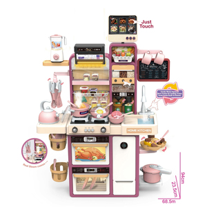 Conjunto de Brinquedos de Cozinha para Crianças de 2 a 7 Anos com Pia de Água a Vapor e 56+ Acessórios em Material ABS SL-GJJ-006A - Product Image 1