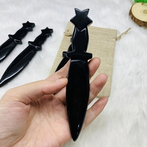 Espada Lunar de Obsidiana Tallada, Artesanía de Piedra Feng Shui para Decoración del Hogar, Venta al por Mayor - Product Image 4