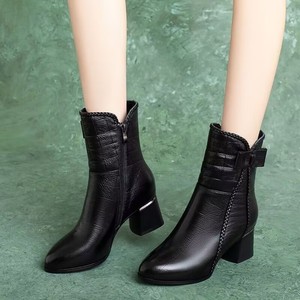 Nuevos Estilos de Zapatos de Tacón Alto de Piel Sintética <span class=keywords><strong>para</strong></span> Mujer, <span class=keywords><strong>Botas</strong></span> de Invierno Formales y Casuales Negras <span class=keywords><strong>para</strong></span> Mujer - Product Image 2