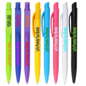 Candy color plástico caneta esferográfica pode ser personalizado cor do LOGOTIPO com clipe da caneta Pressione a cor da caneta esferográfica é rica