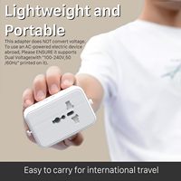 Adaptateur de voyage personnalisé Reisende avec logo, PD20W, 10A, 1 prise AC, 2 ports USB-A + 2 ports USB-C, mise à la terre standard IP11