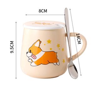 SWT vente en gros tasse Beige mignon <span class=keywords><strong>Corgi</strong></span> Design poignée tasse en céramique promotionnelle avec cuillère et couvercle - Product Image 5