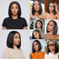 Vente en gros M Lagos Transparent pour perruques Lace Front, 100% cheveux humains indiens vierges, coupe courte bob 12 pouces 13x4