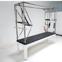Mesa de Trapecio (Cadillac) Premium para Pilates, Marco Ligero y Compacto de Aleación de Aluminio Blanco con Trapecio de Acero Inoxidable