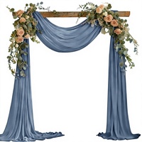 Kain Draperi Lengkung Glitter Biru Debu Loopiske 1 Panel 29" X 65 Yard Tirai Latar Belakang Transparan untuk Upacara Pernikahan Musim Panas