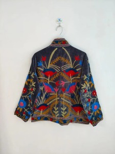 Top Demanded Boho Black <b>Velvet</b> TNT Suzani <b>Jacket</b> With Pocket For Traditional Uzbek Embroidery Available for Bulk Quantity - Product Image 3