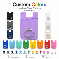 Porte-cartes en silicone avec logo personnalisé, rotation à 360° °   Support de téléphone rotatif en métal avec adhésif 3M 300LSE pour portefeuille de téléphone