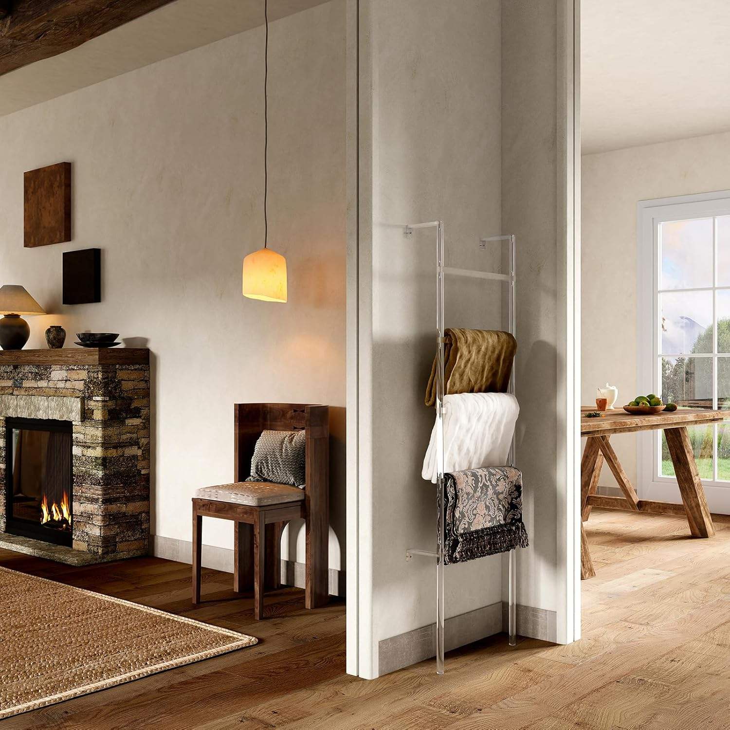 Acrylic 5-Tier Wall-Mounted Blanket Ladder Rack X X 63