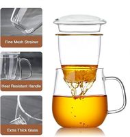 Nouvelle arrivée premium : Tasse infuseur à thé extra épaisse, résistante à la chaleur, compatible lave-vaisselle, transparente comme du cristal, avec filtre à mailles fines amovible