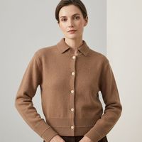 TOWNKANA Cardigan en cachemire 100% épais, style Old Money, luxe discret, col en V, doux et chaud, tricoté pour femmes