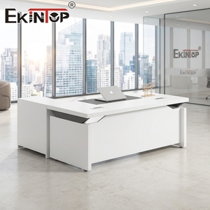 Bureau de direction moderne avec cadre en aluminium, extensible et convertible, pour PDG et managers, mobilier de luxe de haute qualité avec rangement - Product Image 1