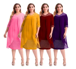 Summer new chiffon cloak two-piece dres source plus plus size casual dress for women 4xl 5xl 6xl
