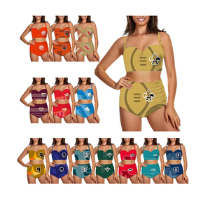 Nouveau maillot de bain deux pièces personnalisé à forte demande ensemble de bikini bandeau taille haute pour femmes populaire impression par sublimation léopard Paisley - Product Image 1