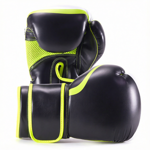 Guantes de Boxeo de PU Negros y Verde Lima para Entrenamiento, Diseño Duradero, Uso en Todas las Estaciones - Product Image 1