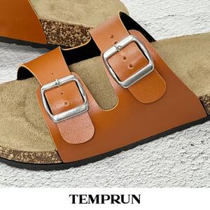 Sandalias de Corcho de Moda de Verano para <span class=keywords><strong>Hombre</strong></span> Adulto, Chanclas de Doble Tira con Suela de Cuero Mate, Sandalias de Cuero PU para Playa - Product Image 3