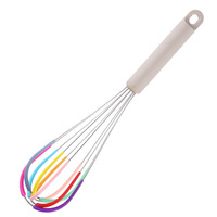 Batteur à oeufs manuel en silicone coloré avec poignée en acier inoxydable et PP Outil de cuisson domestique Noël